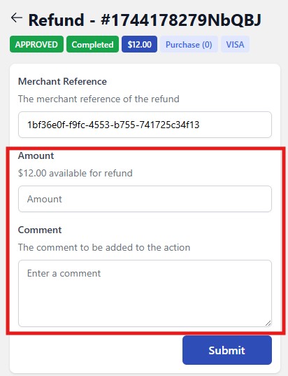 4. Click Refund Input